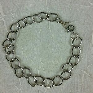 Bracelet Silver tone blank charm curb chain